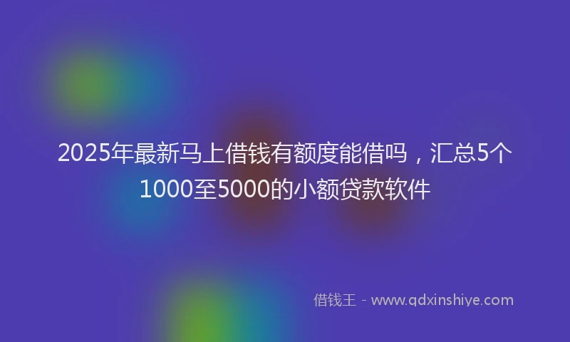 2025年最新马上借钱有额度能借吗，汇总5个1000至5000的小额贷款软件