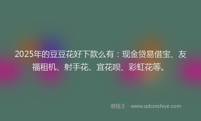2025年的豆豆花好下款么有：现金贷易借宝、友福租机、射手花、宜花呗、彩虹花等。