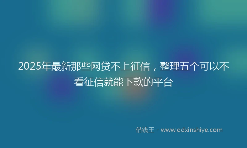 2025年最新那些网贷不上征信，整理五个可以不看征信就能下款的平台