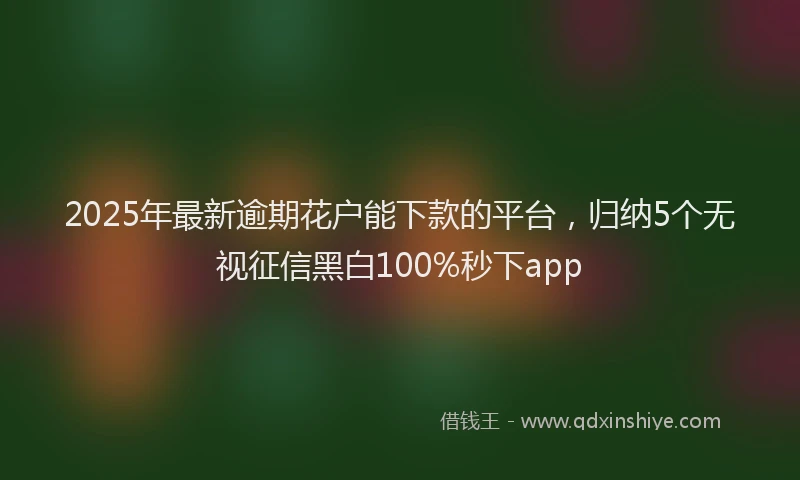2025年最新逾期花户能下款的平台，归纳5个无视征信黑白100%秒下app