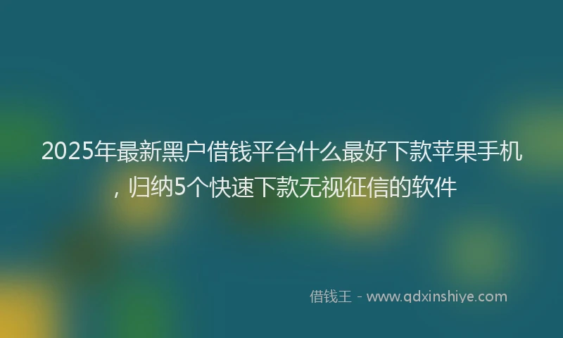 2025年最新黑户借钱平台什么最好下款苹果手机，归纳5个快速下款无视征信的软件