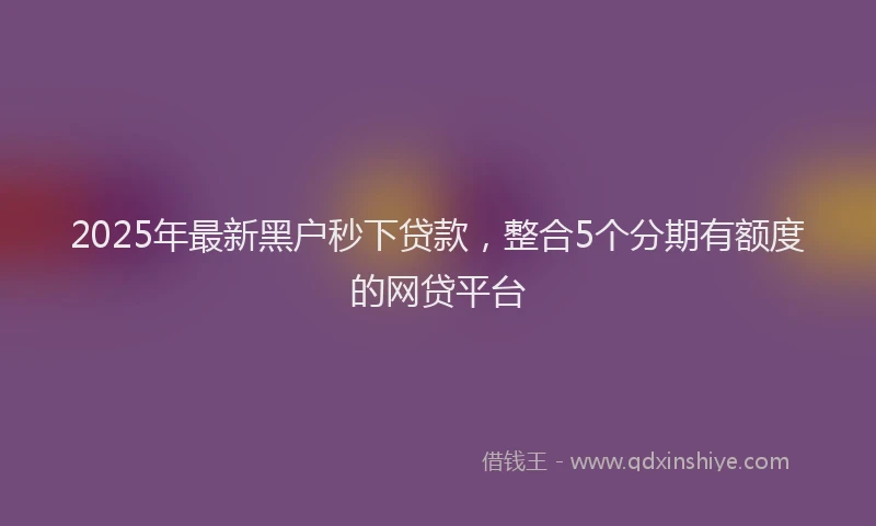 2025年最新黑户秒下贷款，整合5个分期有额度的网贷平台