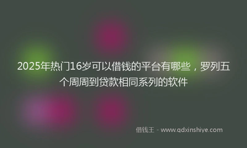2025年热门16岁可以借钱的平台有哪些，罗列五个周周到贷款相同系列的软件