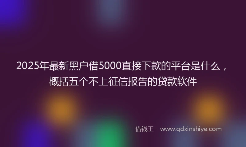 2025年最新黑户借5000直接下款的平台是什么，概括五个不上征信报告的贷款软件