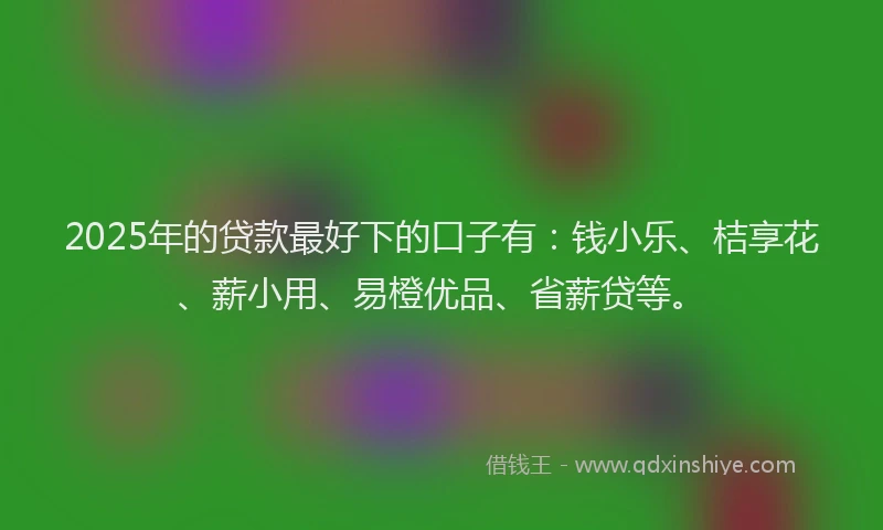 2025年的贷款最好下的口子有：钱小乐、桔享花、薪小用、易橙优品、省薪贷等。