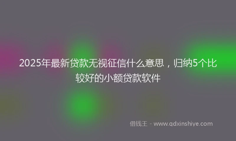 2025年最新贷款无视征信什么意思，归纳5个比较好的小额贷款软件