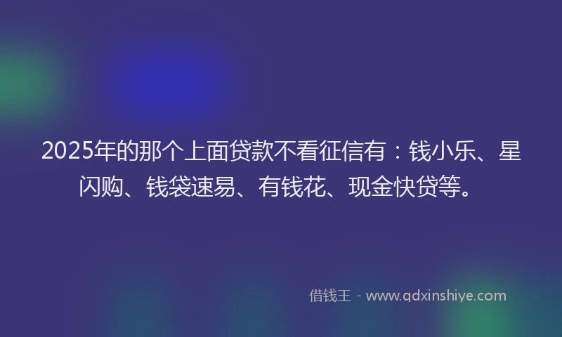 2025年的那个上面贷款不看征信有：钱小乐、星闪购、钱袋速易、有钱花、现金快贷等。