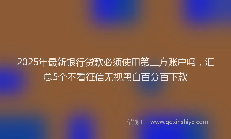 2025年最新银行贷款必须使用第三方账户吗，汇总5个不看征信无视黑白百分百下款