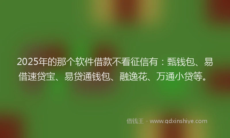 2025年的那个软件借款不看征信有：甄钱包、易借速贷宝、易贷通钱包、融逸花、万通小贷等。