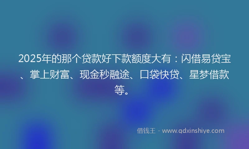2025年的那个贷款好下款额度大有：闪借易贷宝、掌上财富、现金秒融途、口袋快贷、星梦借款等。