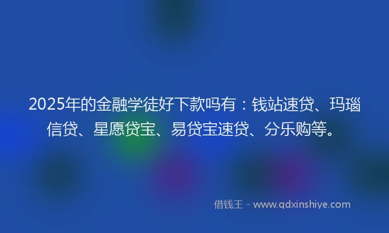 2025年的金融学徒好下款吗有：钱站速贷、玛瑙信贷、星愿贷宝、易贷宝速贷、分乐购等。