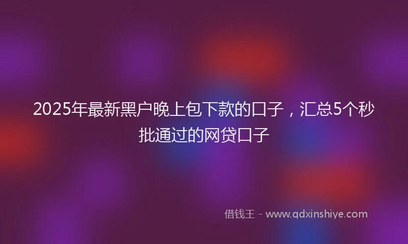 2025年最新黑户晚上包下款的口子，汇总5个秒批通过的网贷口子