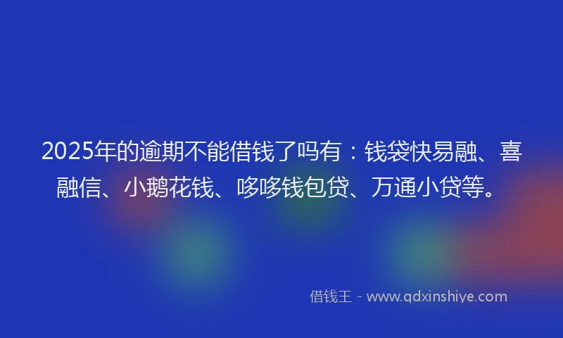 2025年的逾期不能借钱了吗有：钱袋快易融、喜融信、小鹅花钱、哆哆钱包贷、万通小贷等。