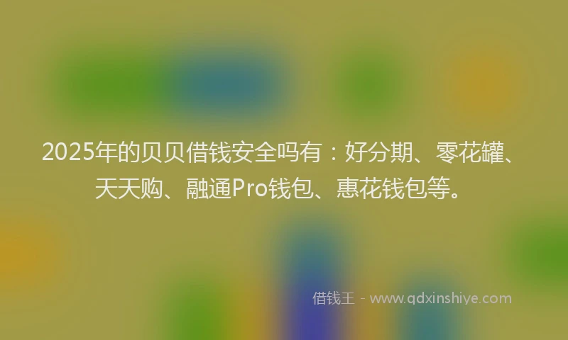 2025年的贝贝借钱安全吗有：好分期、零花罐、天天购、融通Pro钱包、惠花钱包等。