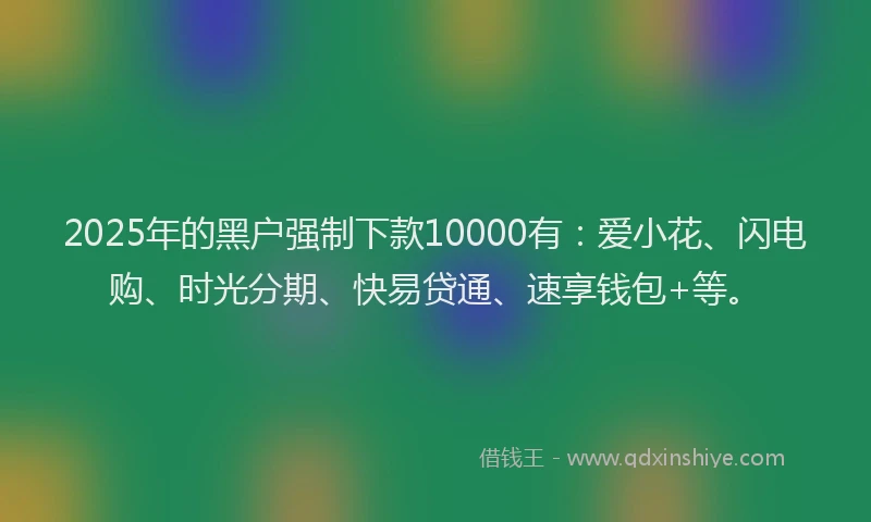 2025年的黑户强制下款10000有：爱小花、闪电购、时光分期、快易贷通、速享钱包+等。