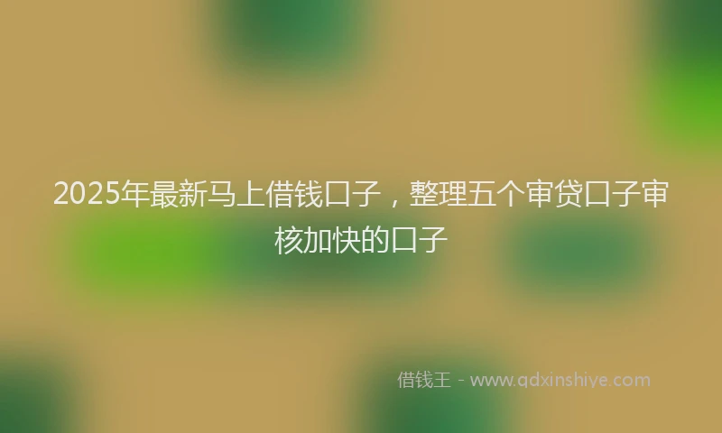 2025年最新马上借钱口子，整理五个审贷口子审核加快的口子