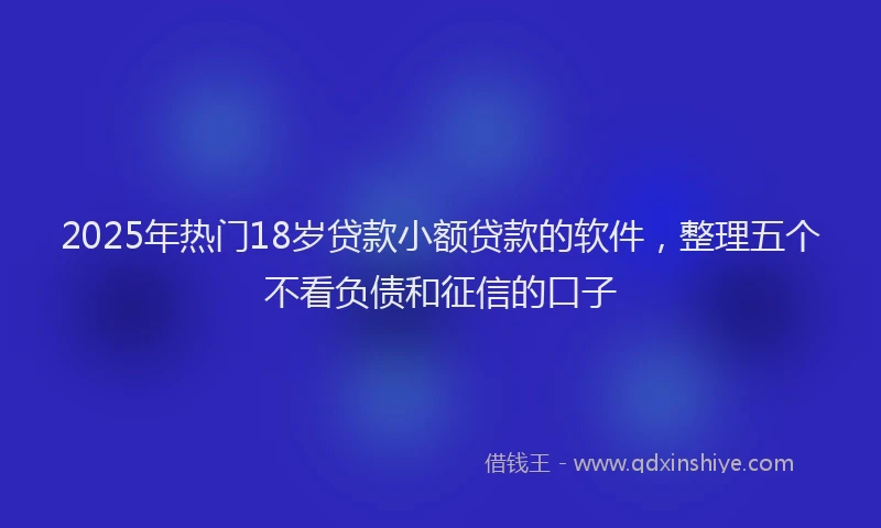 2025年热门18岁贷款小额贷款的软件，整理五个不看负债和征信的口子