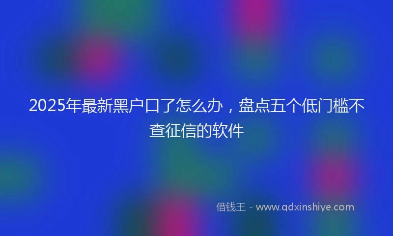 2025年最新黑户口了怎么办，盘点五个低门槛不查征信的软件