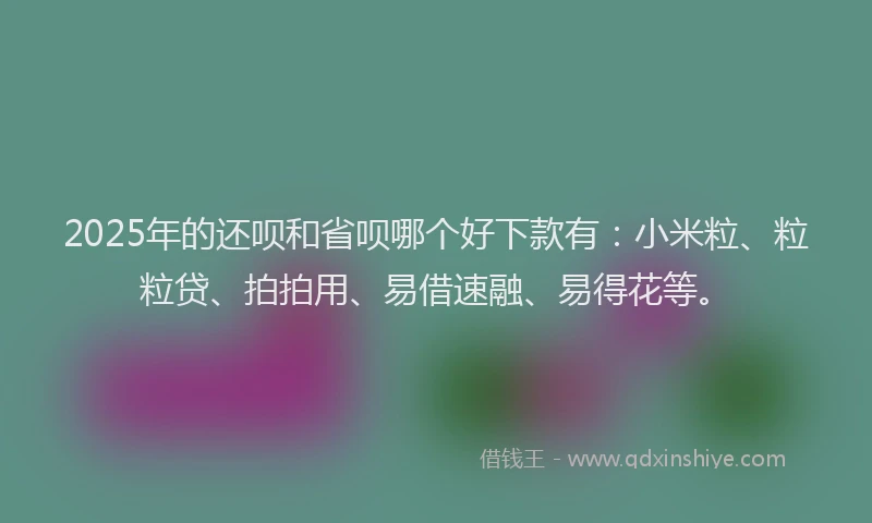 2025年的还呗和省呗哪个好下款有：小米粒、粒粒贷、拍拍用、易借速融、易得花等。