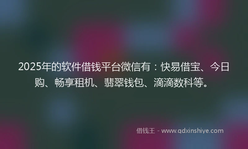 2025年的软件借钱平台微信有：快易借宝、今日购、畅享租机、翡翠钱包、滴滴数科等。