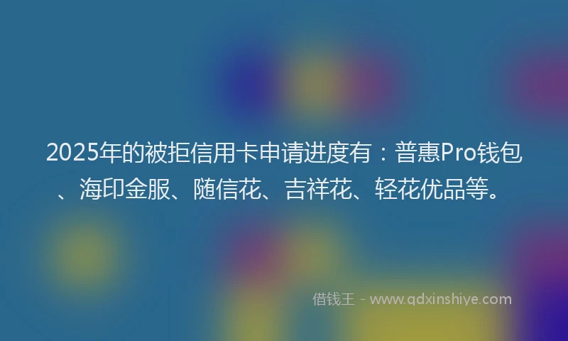 2025年的被拒信用卡申请进度有：普惠Pro钱包、海印金服、随信花、吉祥花、轻花优品等。