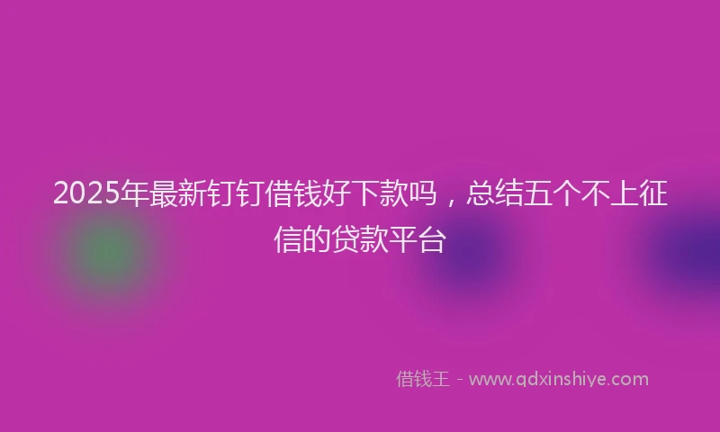 2025年最新钉钉借钱好下款吗，总结五个不上征信的贷款平台