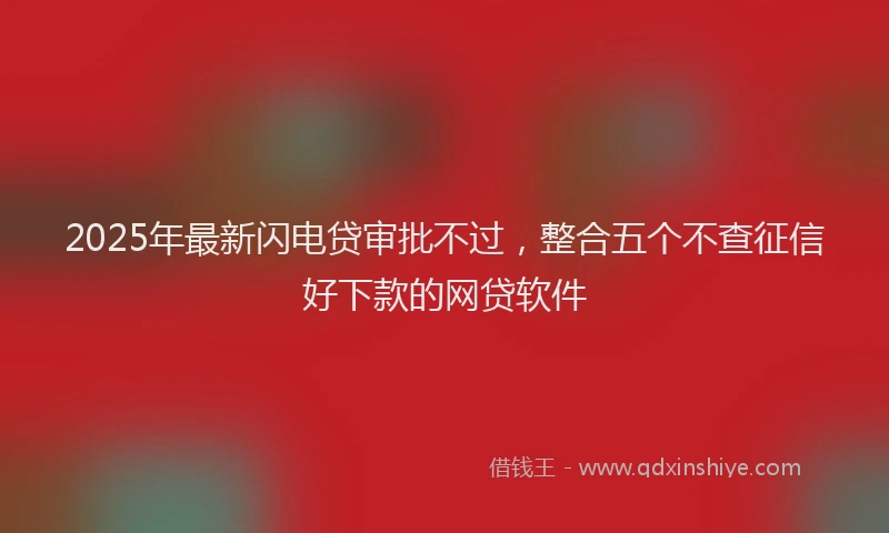 2025年最新闪电贷审批不过，整合五个不查征信好下款的网贷软件