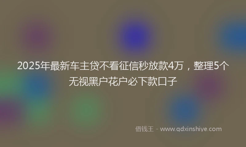2025年最新车主贷不看征信秒放款4万，整理5个无视黑户花户必下款口子
