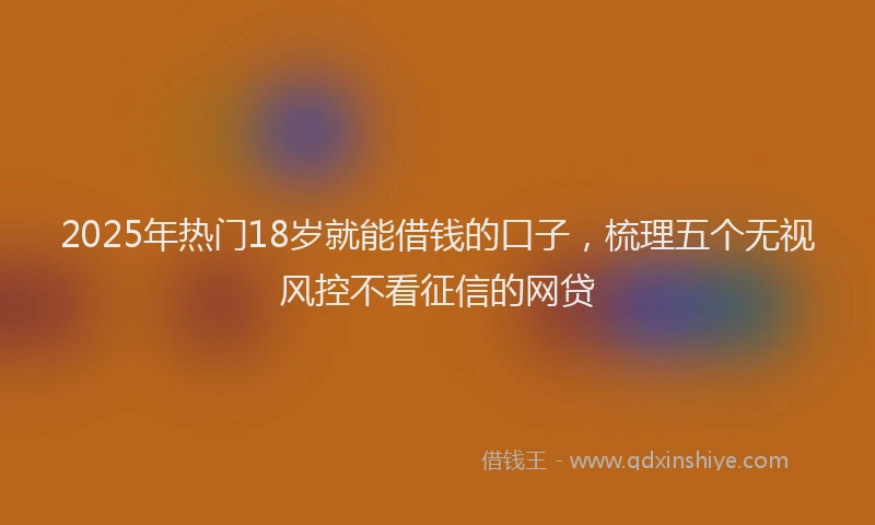 2025年热门18岁就能借钱的口子，梳理五个无视风控不看征信的网贷