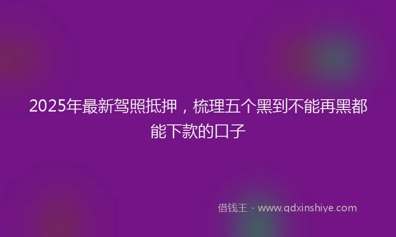 2025年最新驾照抵押，梳理五个黑到不能再黑都能下款的口子