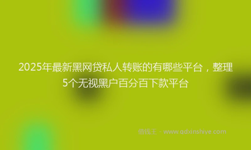 2025年最新黑网贷私人转账的有哪些平台，整理5个无视黑户百分百下款平台
