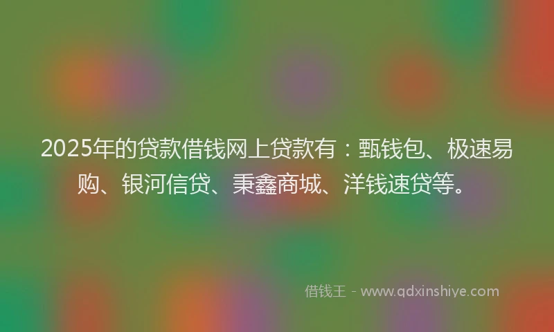 2025年的贷款借钱网上贷款有：甄钱包、极速易购、银河信贷、秉鑫商城、洋钱速贷等。