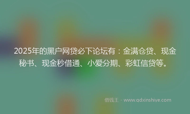 2025年的黑户网贷必下论坛有：金满仓贷、现金秘书、现金秒借通、小爱分期、彩虹信贷等。