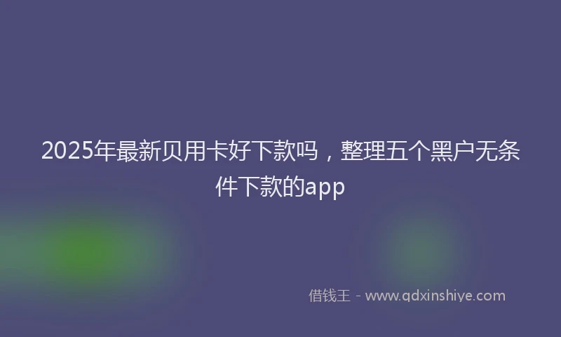 2025年最新贝用卡好下款吗，整理五个黑户无条件下款的app