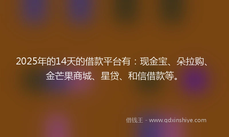 2025年的14天的借款平台有：现金宝、朵拉购、金芒果商城、星贷、和信借款等。