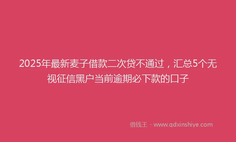 2025年最新麦子借款二次贷不通过，汇总5个无视征信黑户当前逾期必下款的口子