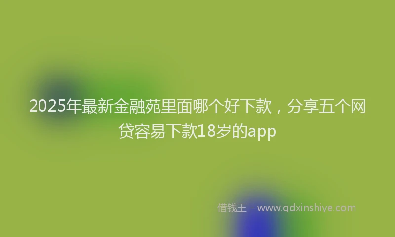 2025年最新金融苑里面哪个好下款，分享五个网贷容易下款18岁的app
