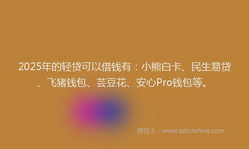 2025年的轻贷可以借钱有：小熊白卡、民生易贷、飞猪钱包、芸豆花、安心Pro钱包等。