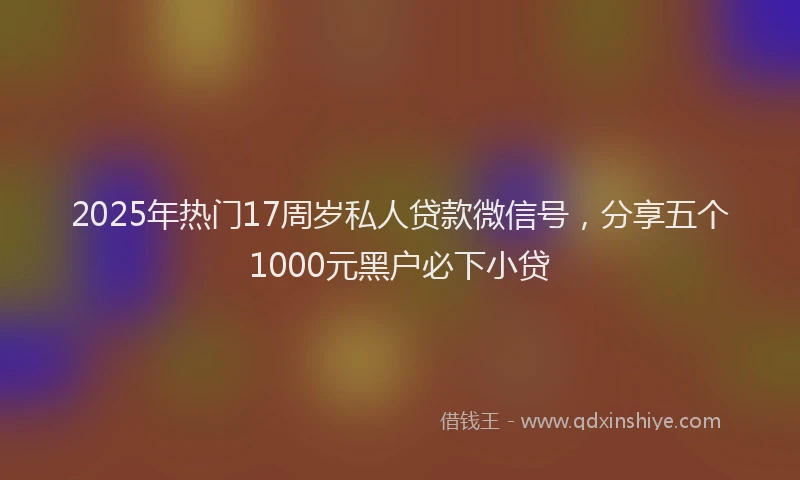 2025年热门17周岁私人贷款微信号，分享五个1000元黑户必下小贷