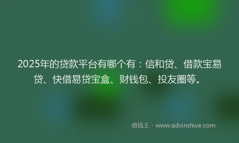 2025年的贷款平台有哪个有：信和贷、借款宝易贷、快借易贷宝盒、财钱包、投友圈等。