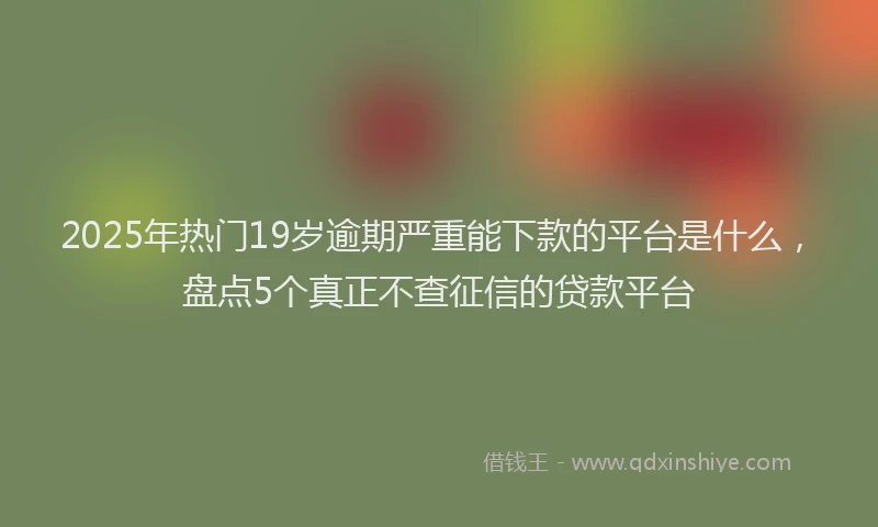 2025年热门19岁逾期严重能下款的平台是什么，盘点5个真正不查征信的贷款平台