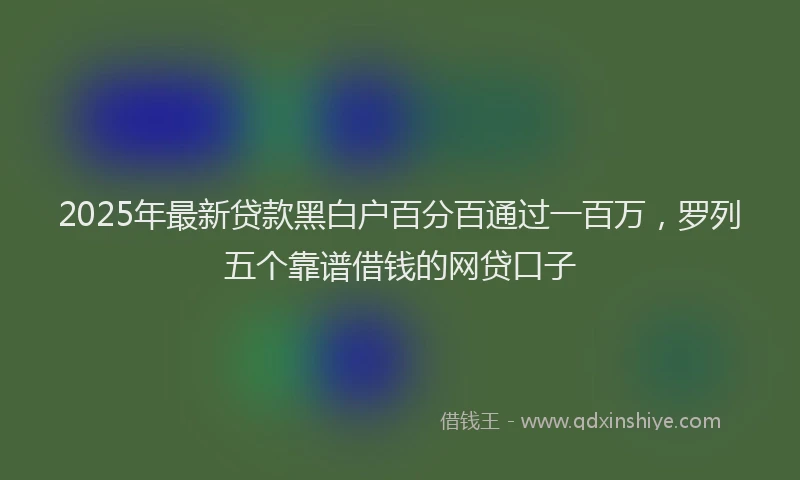 2025年最新贷款黑白户百分百通过一百万，罗列五个靠谱借钱的网贷口子