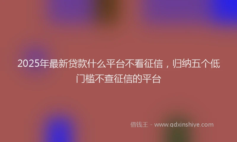 2025年最新贷款什么平台不看征信，归纳五个低门槛不查征信的平台