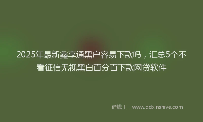 2025年最新鑫享通黑户容易下款吗，汇总5个不看征信无视黑白百分百下款网贷软件
