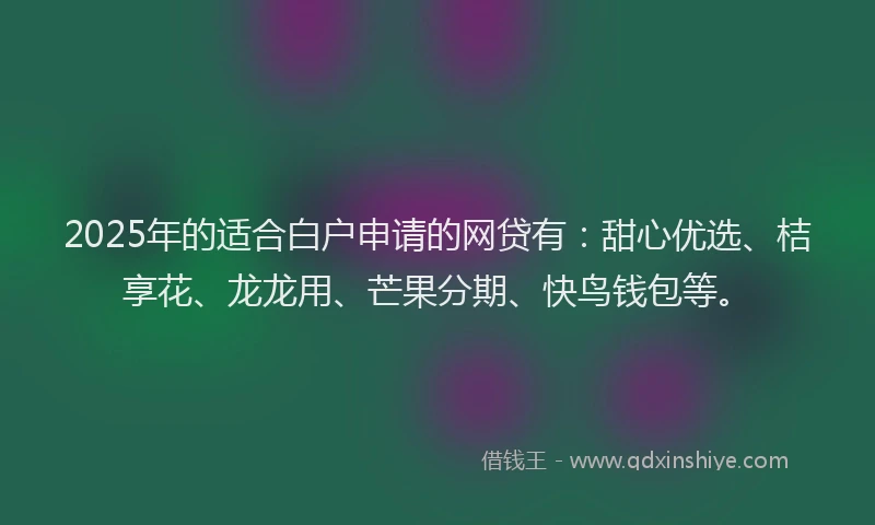 2025年的适合白户申请的网贷有：甜心优选、桔享花、龙龙用、芒果分期、快鸟钱包等。