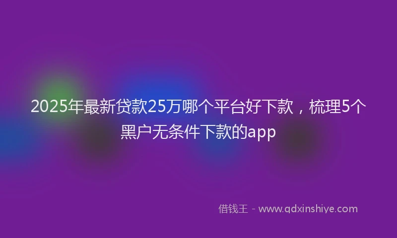 2025年最新贷款25万哪个平台好下款，梳理5个黑户无条件下款的app