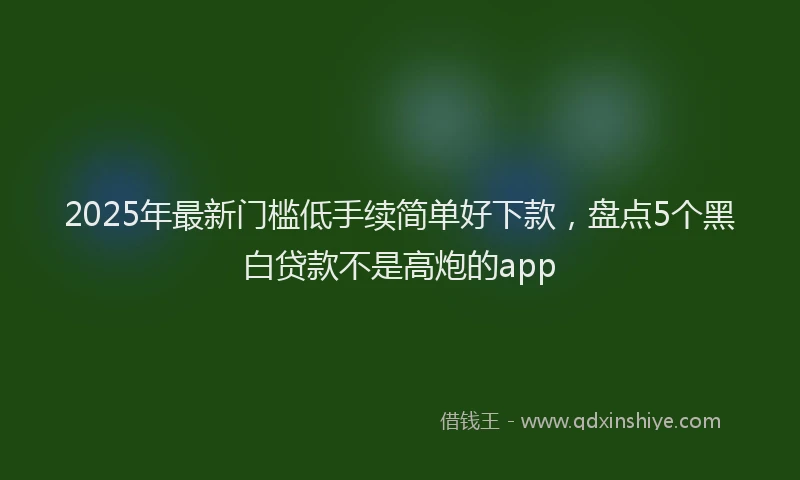 2025年最新门槛低手续简单好下款，盘点5个黑白贷款不是高炮的app