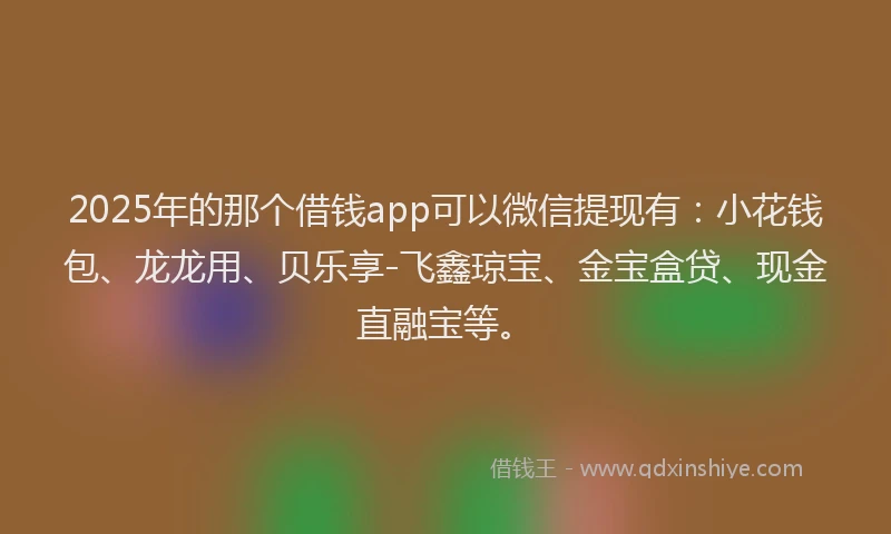 2025年的那个借钱app可以微信提现有：小花钱包、龙龙用、贝乐享-飞鑫琼宝、金宝盒贷、现金直融宝等。