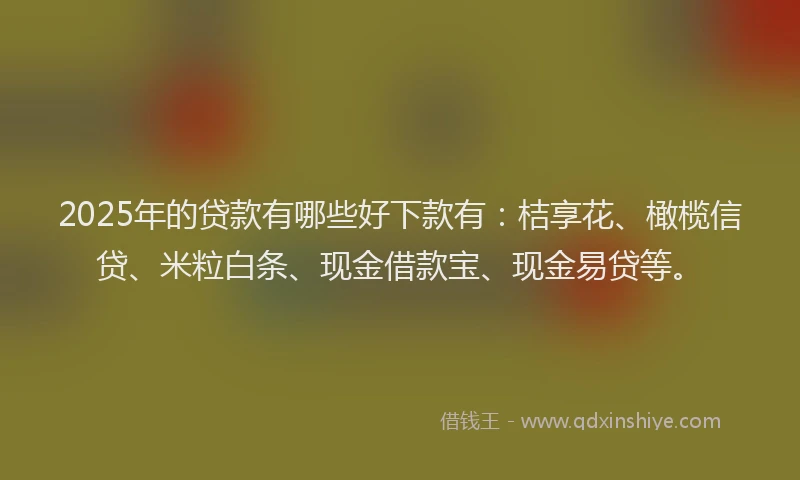 2025年的贷款有哪些好下款有：桔享花、橄榄信贷、米粒白条、现金借款宝、现金易贷等。