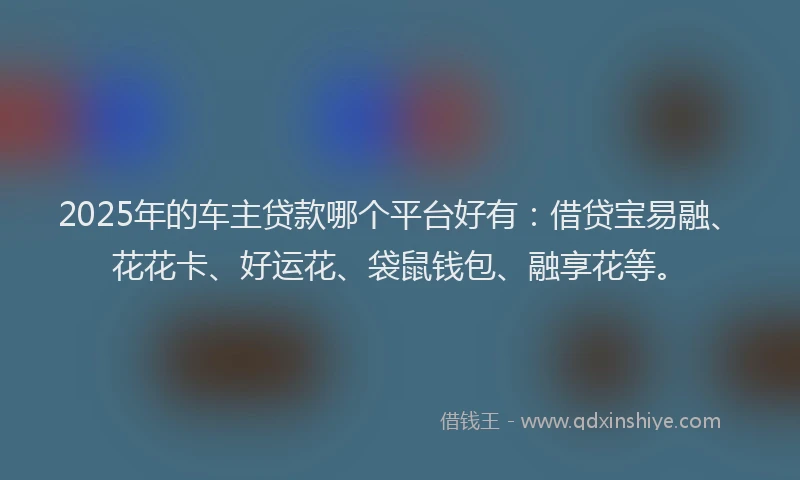 2025年的车主贷款哪个平台好有：借贷宝易融、花花卡、好运花、袋鼠钱包、融享花等。